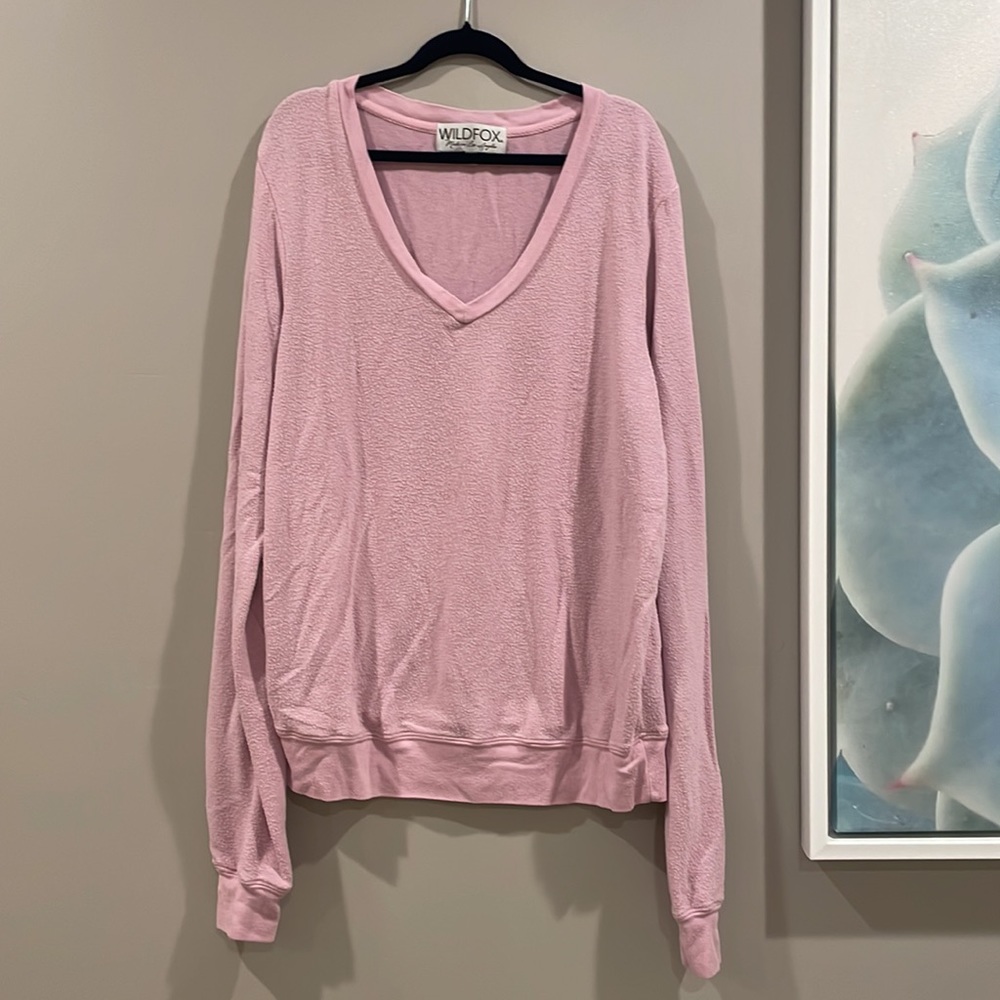Wildfox XS v-neck beach jumper sweatshirt, lilac color